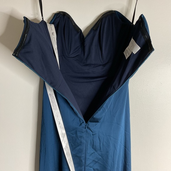 Dessy Collection Off-Shoulder Empire Waist Front Slit Maxi Teal Maxi Dress NWT 0 - Picture 8 of 11